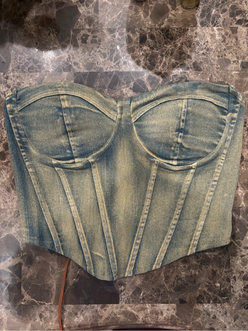 Windsor Blue Denim Lace-Up Corset Top